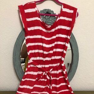 Red & White Sheer Sheath Dress